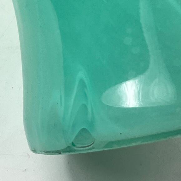 Murano Art Glass Vase Encased Green White Swirl Ruffled Rim 16" Italian Blown - Picture 12 of 16